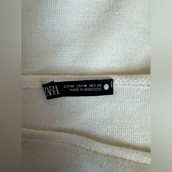 Zara Asymmetric Sweater Long Sleeve Cream Sz M Casual Preppy Soft Cozy *No belt - Picture 5 of 6